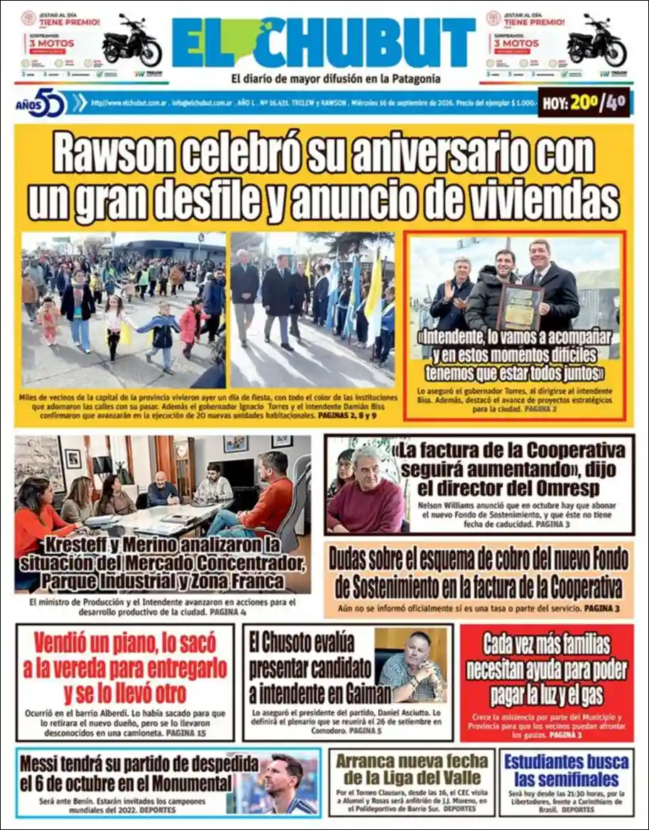 Estudios Max | D`LIGAS - Tapa del diario El Chubut