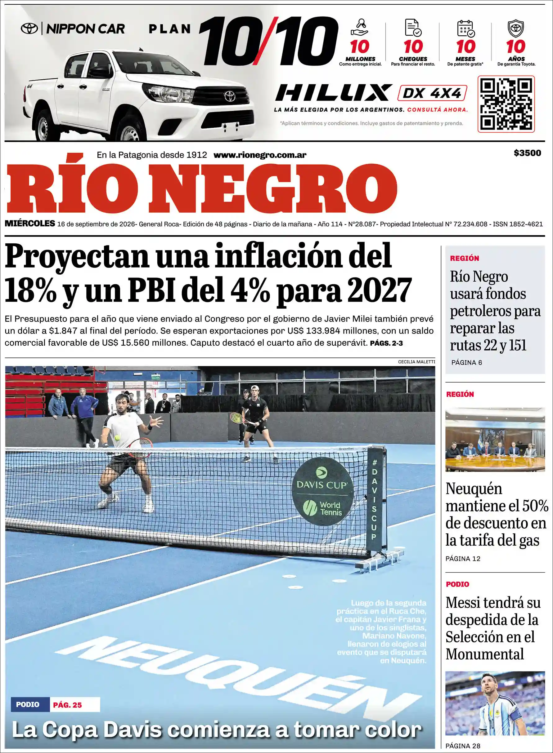 Estudios Max | D`LIGAS - Tapa del diario Rio Negro