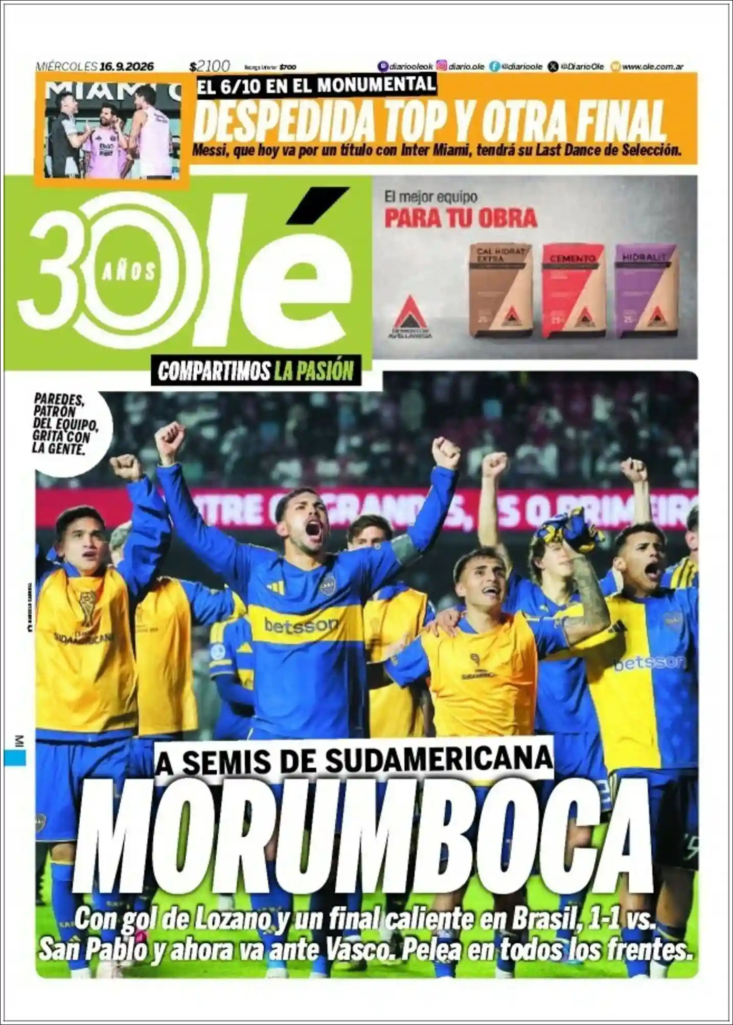 Estudios Max | D`LIGAS - Tapa del diario Ole